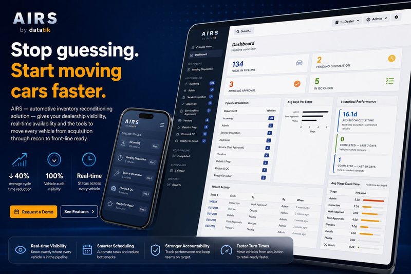 AIRS reconditioning workflow dashboard